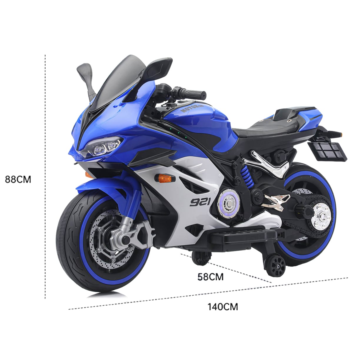 картинка Детский электромотоцикл Ducati (12V, EVA, ручка газа, спидометр) - FT-921-BLUE-WHITE 