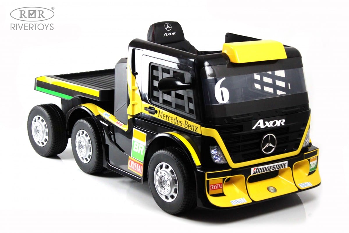 картинка Детский электромобиль Mercedes-Benz Axor с прицепом (H777HH) желтый 