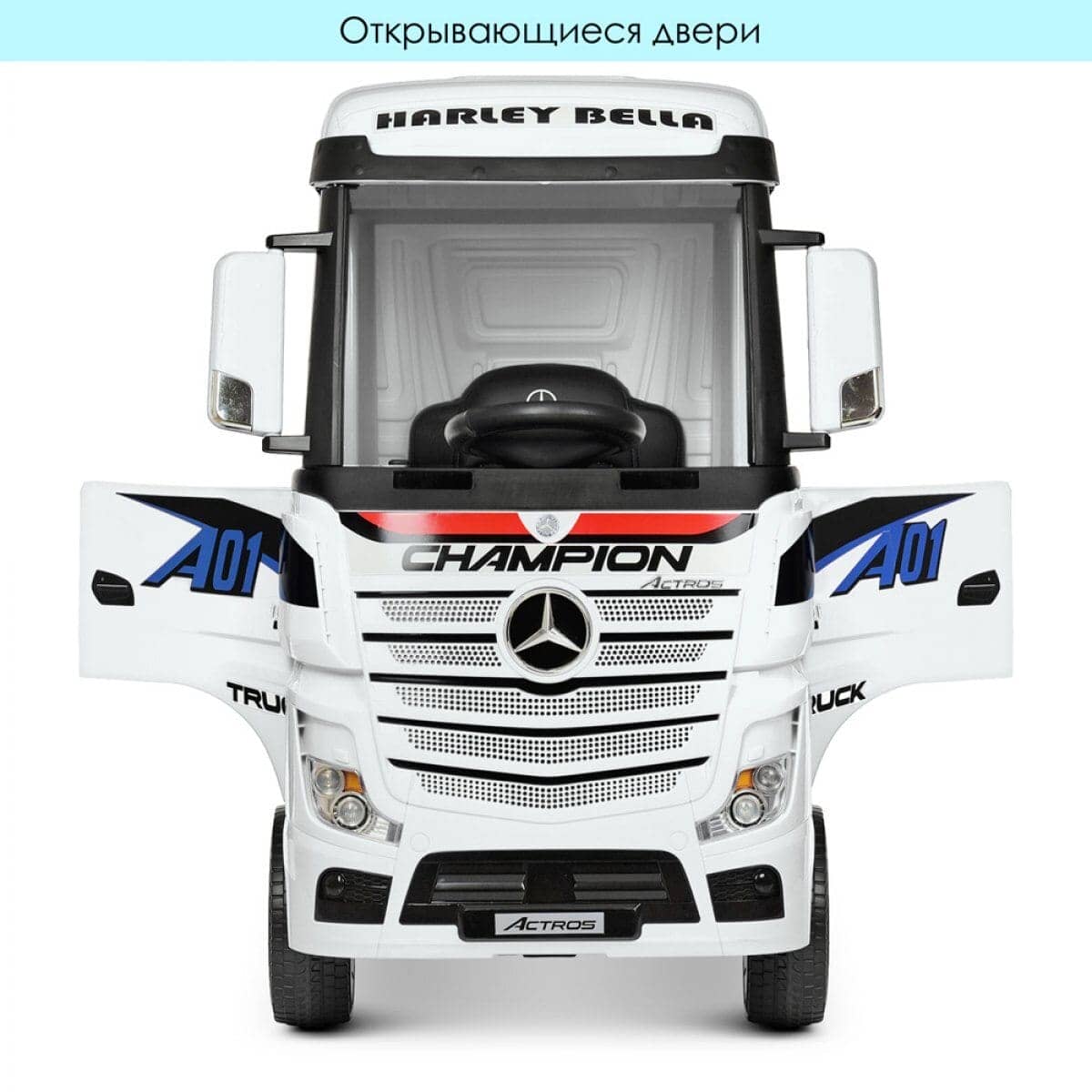 картинка Детский электромобиль фура Mercedes-Benz Actros 4WD 12V с прицепом - HL358-LUX-WHITE-TRAILER 