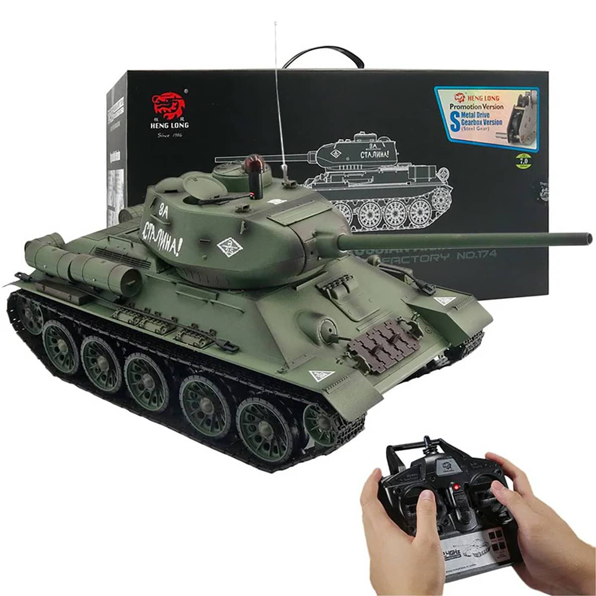 картинка Радиоуправляемый танк Heng Long T-34 S version V7.0 масштаб 1:16 2.4G - 3909-1-Upg-V7 