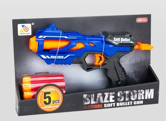 картинка Бластер ''BlazeStorm'' механический с мягкими МЕГАпулями - ZC7108 