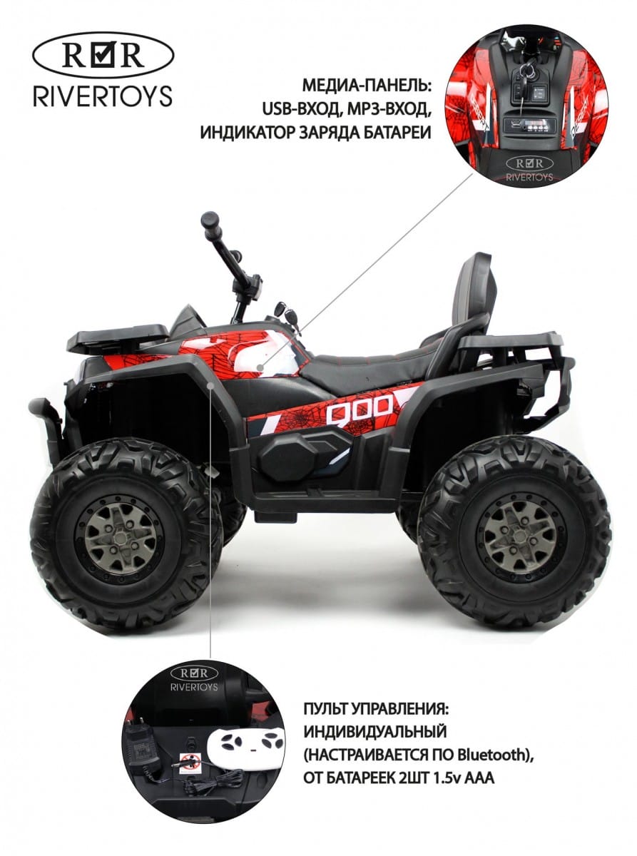 картинка Детский электроквадроцикл H999HH красный Spider 